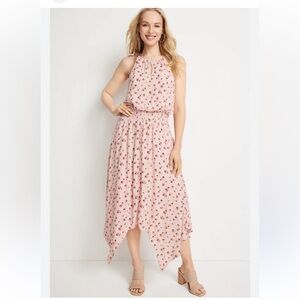 Maurices Pink Floral Asymmetrical Dress